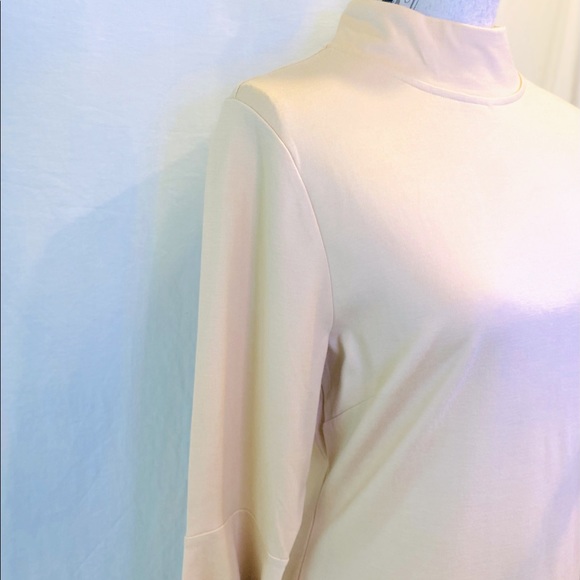 Venus Neutral Color Mock Neck Flair Sleeve Dress - Picture 11 of 13